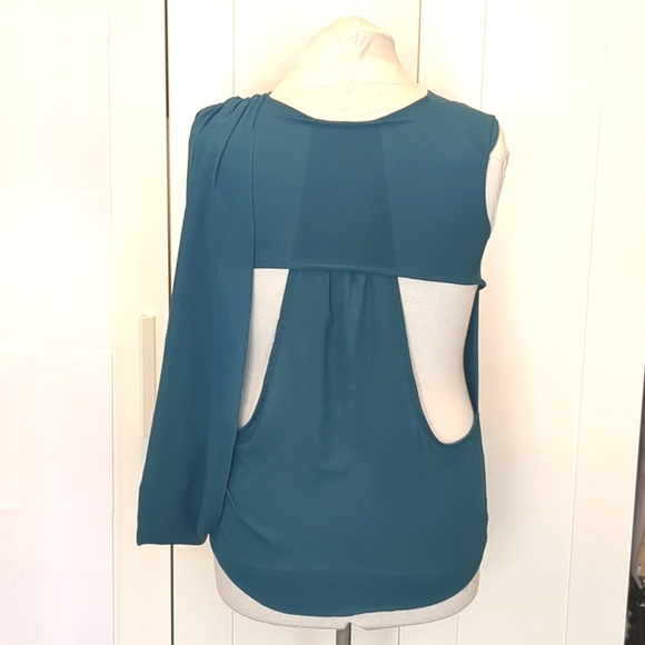 Turquoise Draped Cut Out Sleeveless Top - Picture 6 of 9